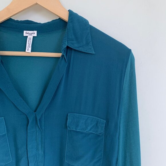 Splendid Always Shirting Pocket shirt turquoise blue Large - Picture 1 of 5